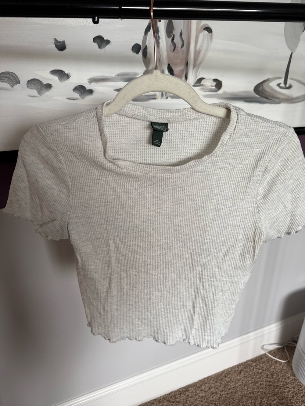 wild fable Light Gray Ribbed Short Sleeve Crop Tee